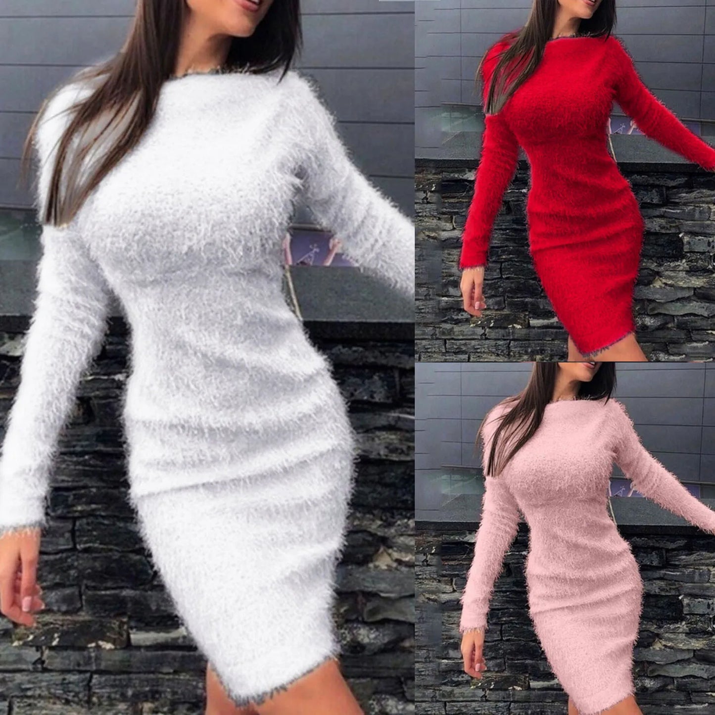 Cozy Curve Knit Bodycon Sweater Dress