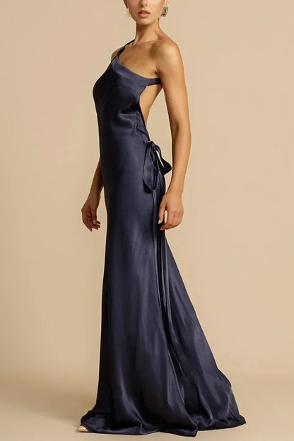 Crimson Allure One-Shoulder Maxi Dress