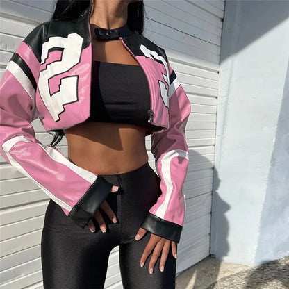 Urban Gloss Letter Print Crop Jacket