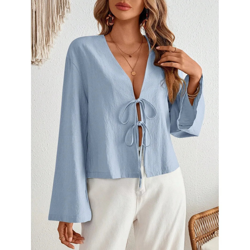 INS Style Cotton V-Neck Top