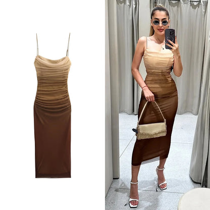 HazeGlam Gradient Backless Slip Dress