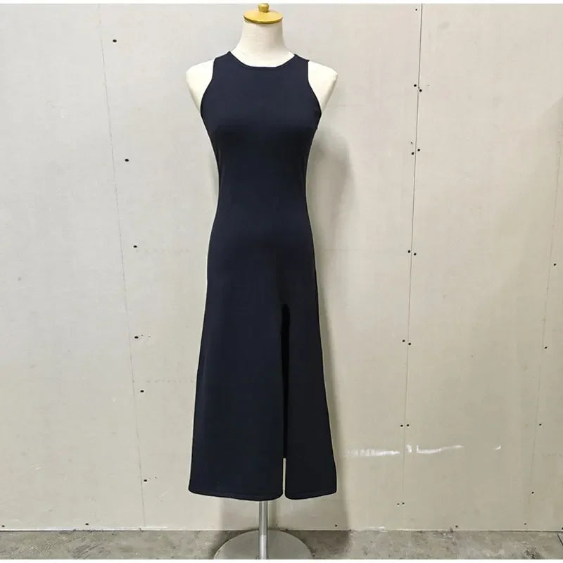 SculptKnit Sleeveless Split Midi Dress