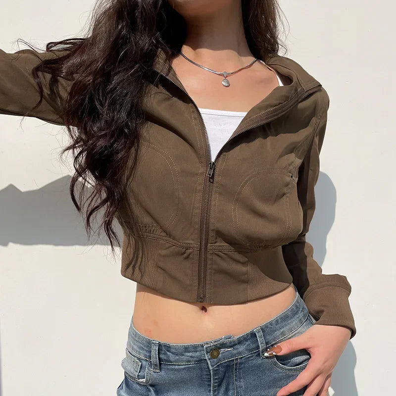 Retro Glow Turtleneck Crop Bomber
