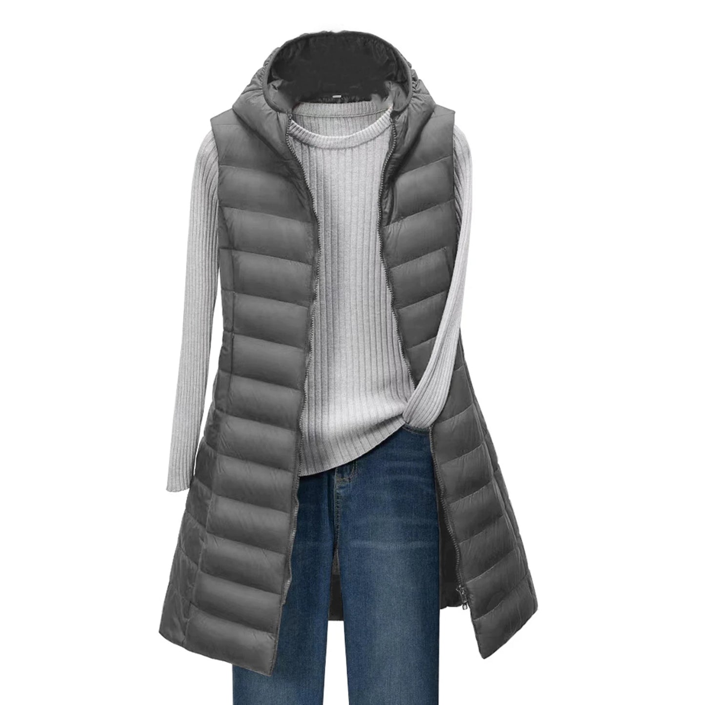 ThermaGlow Hooded Mid-Length Vest Coat