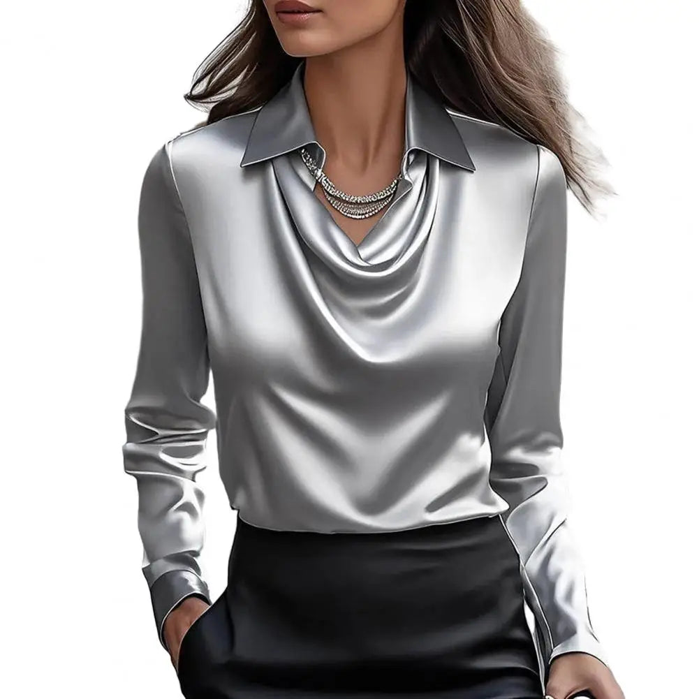 Women’s Satin Lapel Shirt
