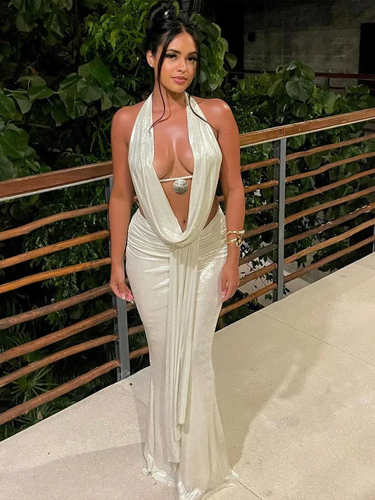 Glitter Shine Backless 2-Piece Set