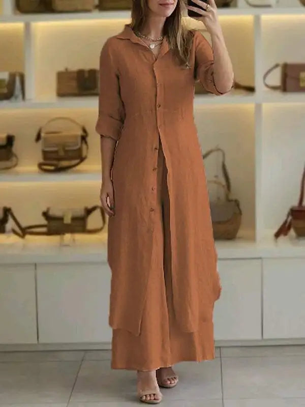 Grace Line Wide-Leg Pant Set