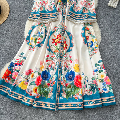 Royal Bloom Cinched Waist Maxi Dress