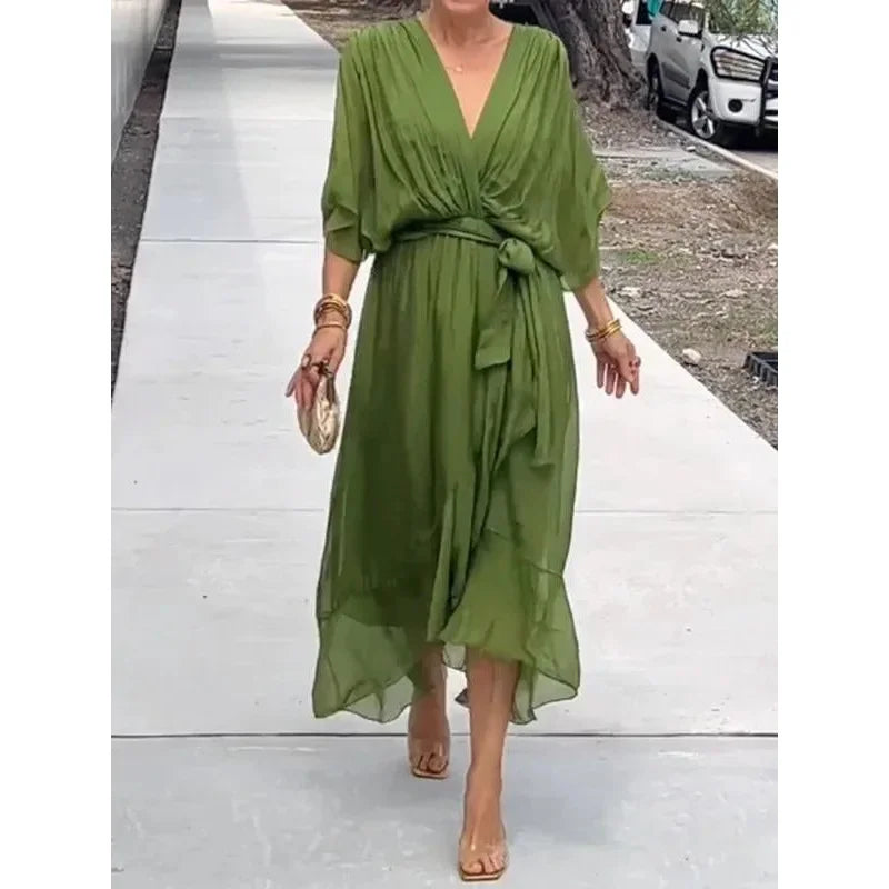 Chic V-Neck Long Dress