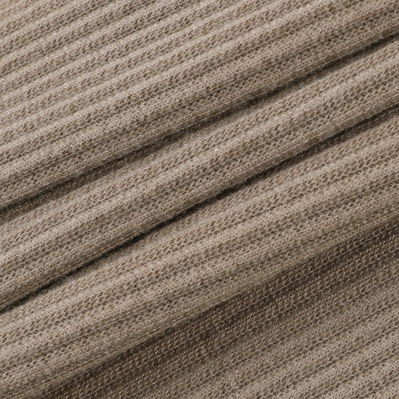 Beige Ribbed Knit Leggings