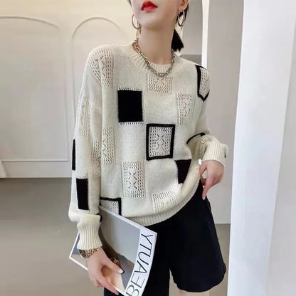 Vintage Checkered Knit Top