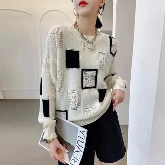 Vintage Checkered Knit Top