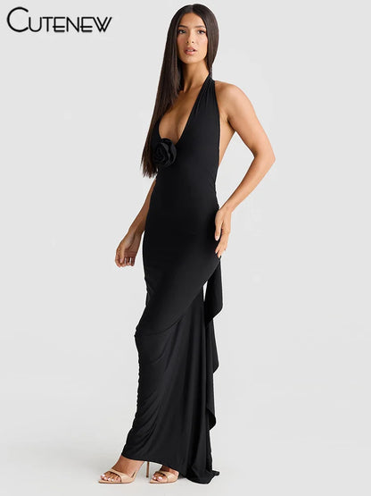 Elegant Halter Backless Maxi Dress