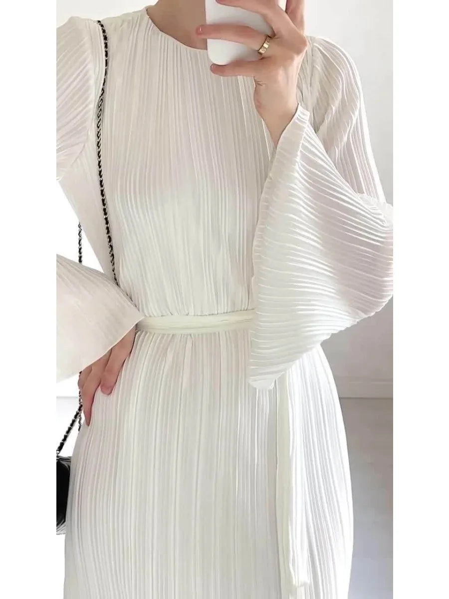 Pleated Flare Sleeve Maxi Dress