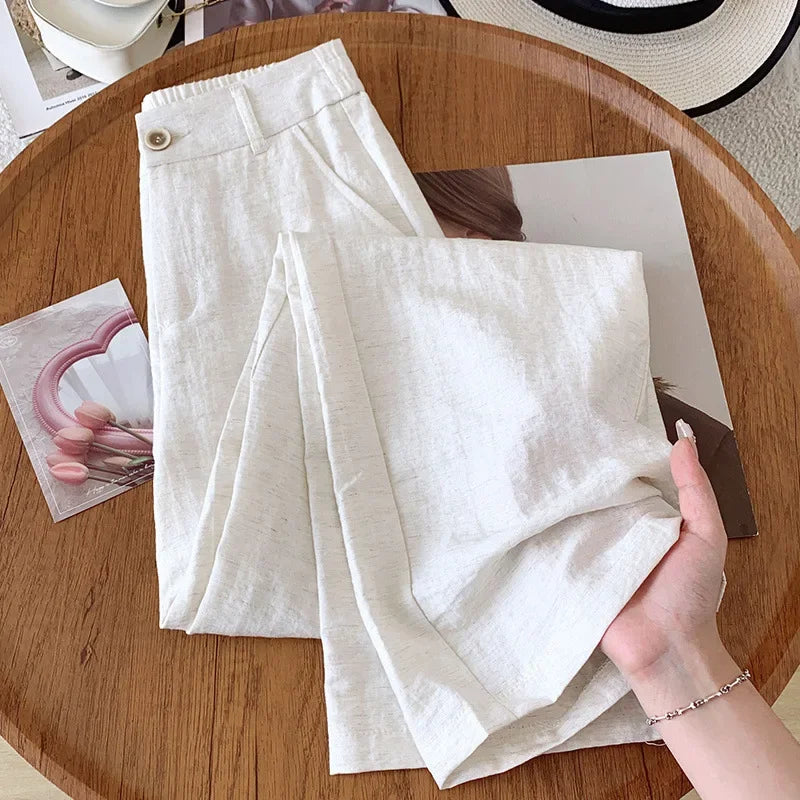 DriftEase High Waist Linen Pants
