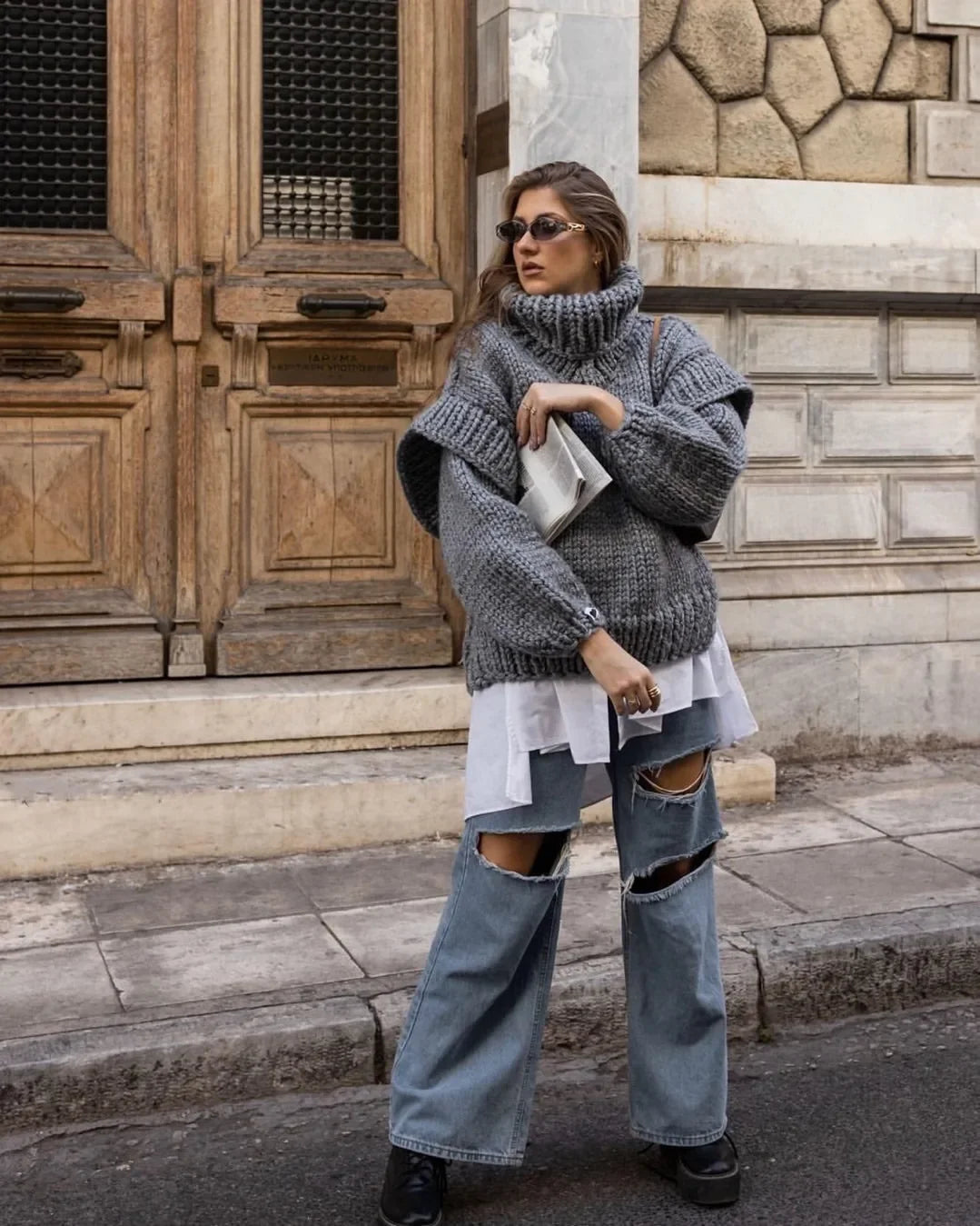 SnugCharm Oversized Winter Knit Sweater