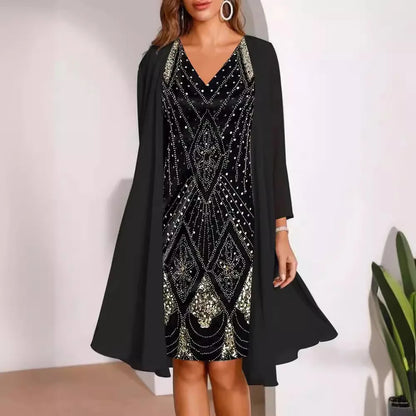 Vintage Elegance Chiffon Dress Set
