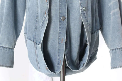 Deat Spliced Belt Denim Coat