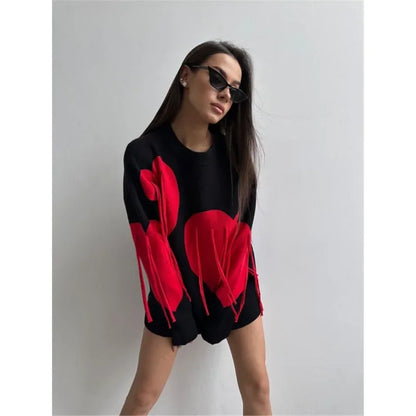 Playful Heart Tassel Sweater