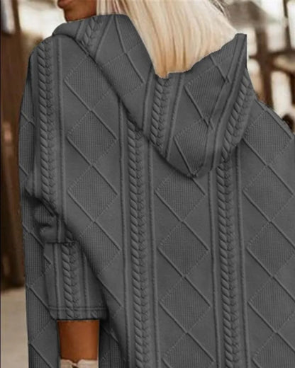 Cable Knit Hooded Windbreaker Coat