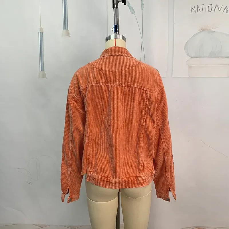 Glow Play Corduroy Sequin Varsity Jacket