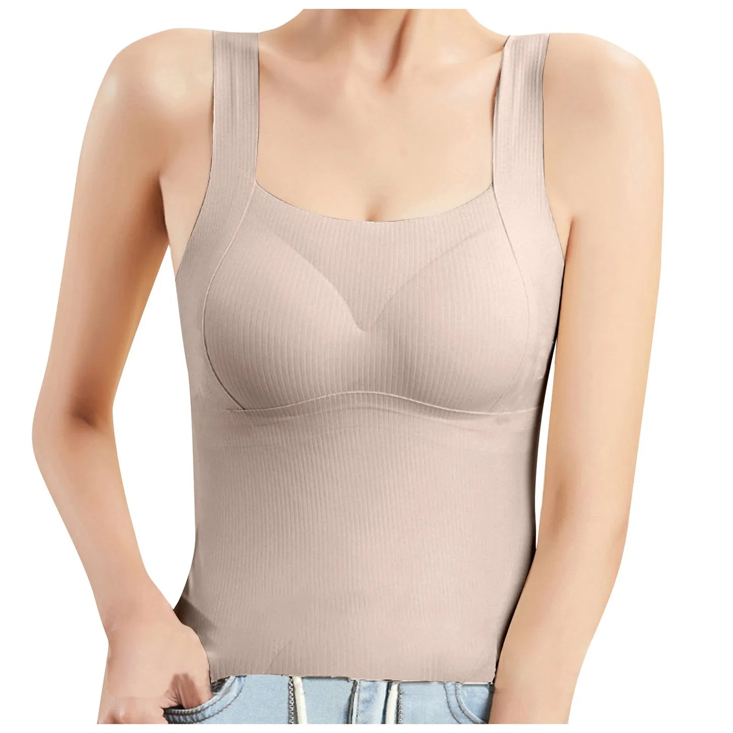 Square Neck Padded Push-Up Tank