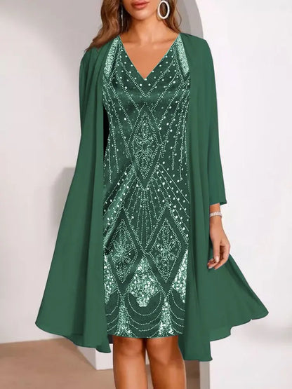 Vintage Elegance Chiffon Dress Set