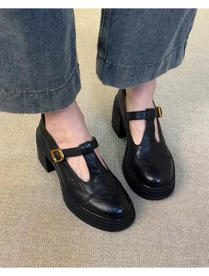 British Style Chunky Heel Mary Janes