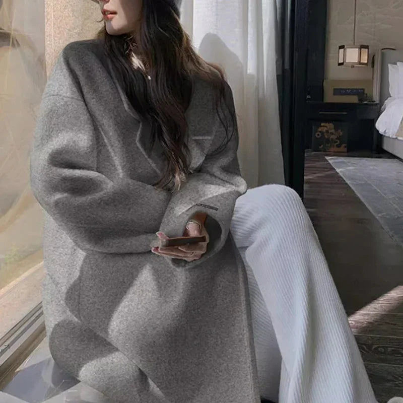 Elegant Woolen Mid-Long Coat