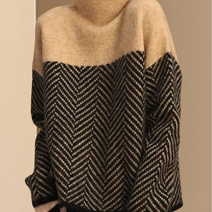 Cozy Hue Contrast Turtleneck Sweater