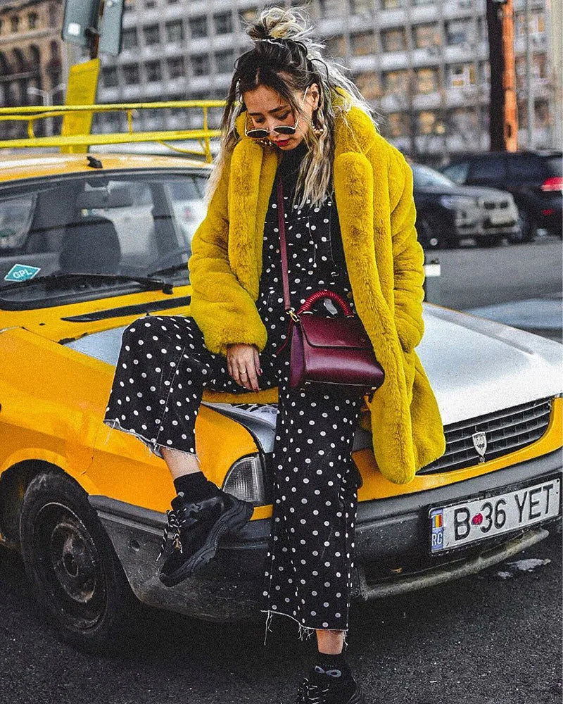 PlushLuxe Long Lapel Fur Coat