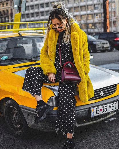 PlushLuxe Long Lapel Fur Coat