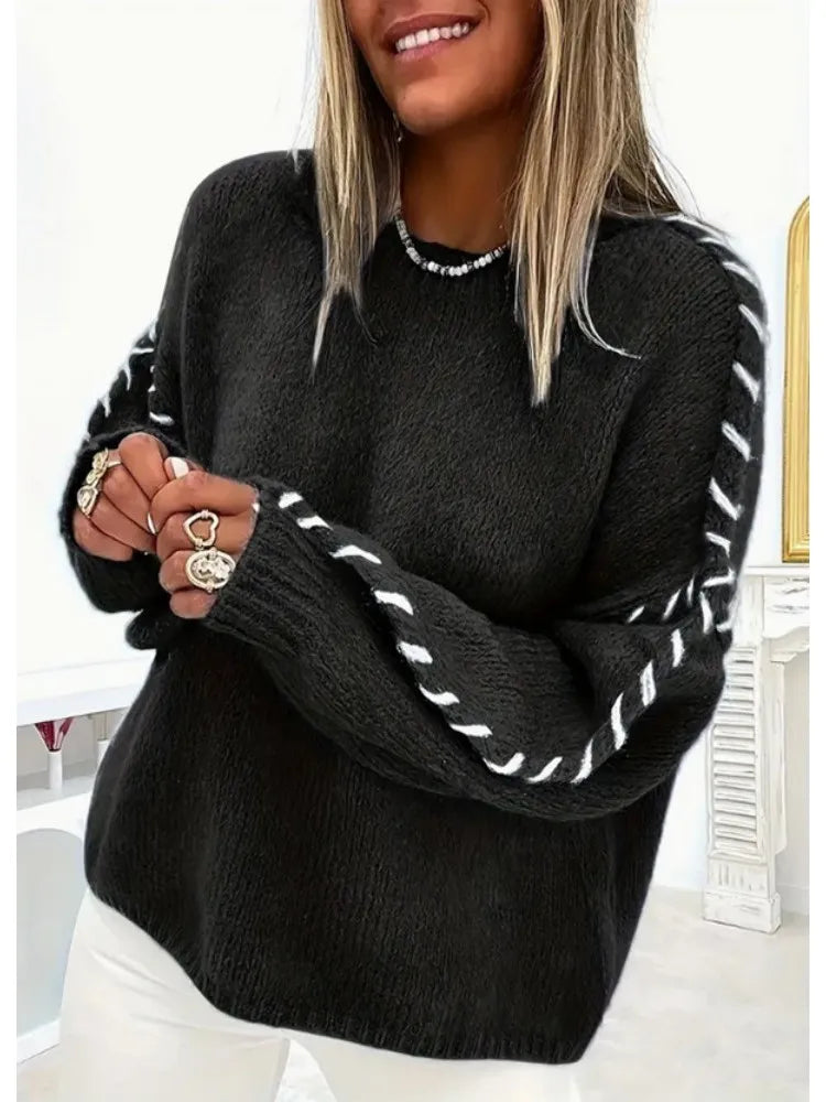 Vintage Elegance Casual Knit Sweater