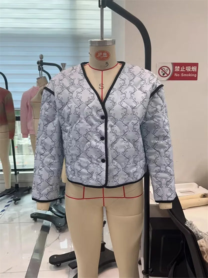 BloomGuard Floral Puffer Button Jacket