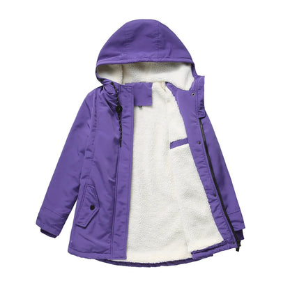 Women’s Thickened Lamb Velvet Parka – Hooded Winter Coat