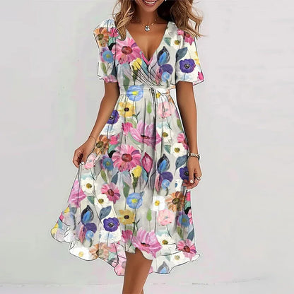 Fashionable Printed Knee Length Dress For Women
