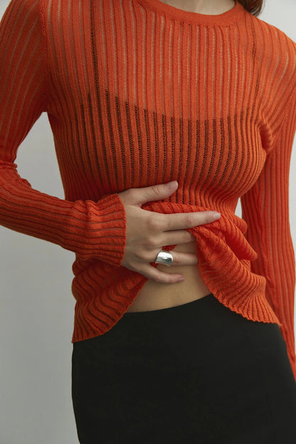 Luxe Sheer Striped Mesh Party Top