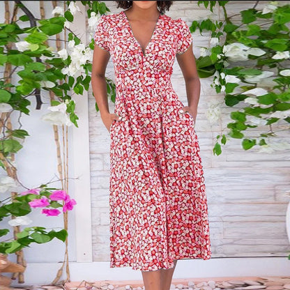 Bloom Grace V Neck Midi Dress