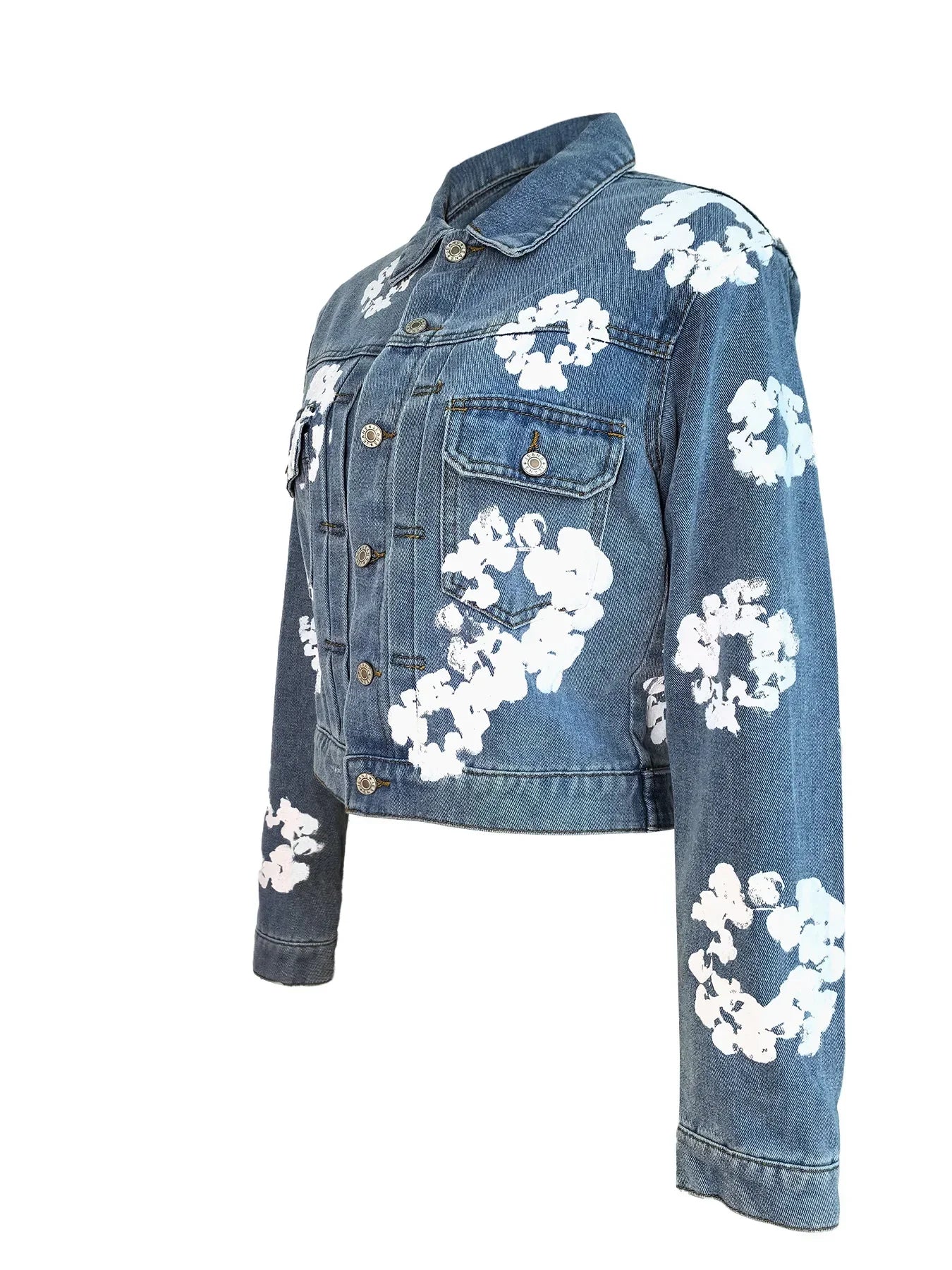 Bloom Fade Floral Denim Street Jacket