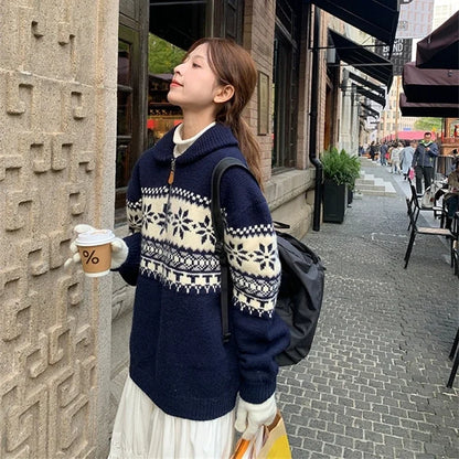 Retro Jacquard Knitted Pullover