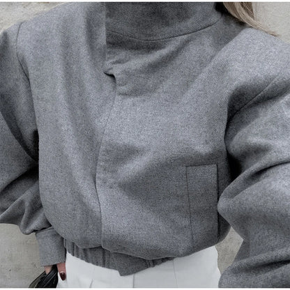 Elegant Gray Woolen Coat