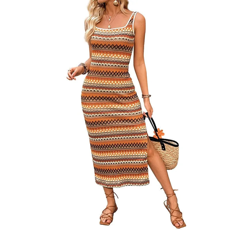 Coastal Lines Knitted Maxi Dress