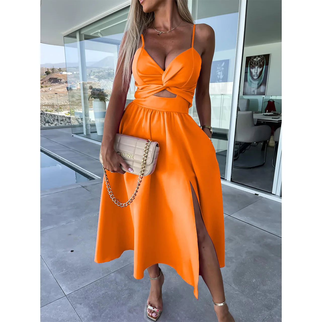 Backless V-Neck Camis Dress