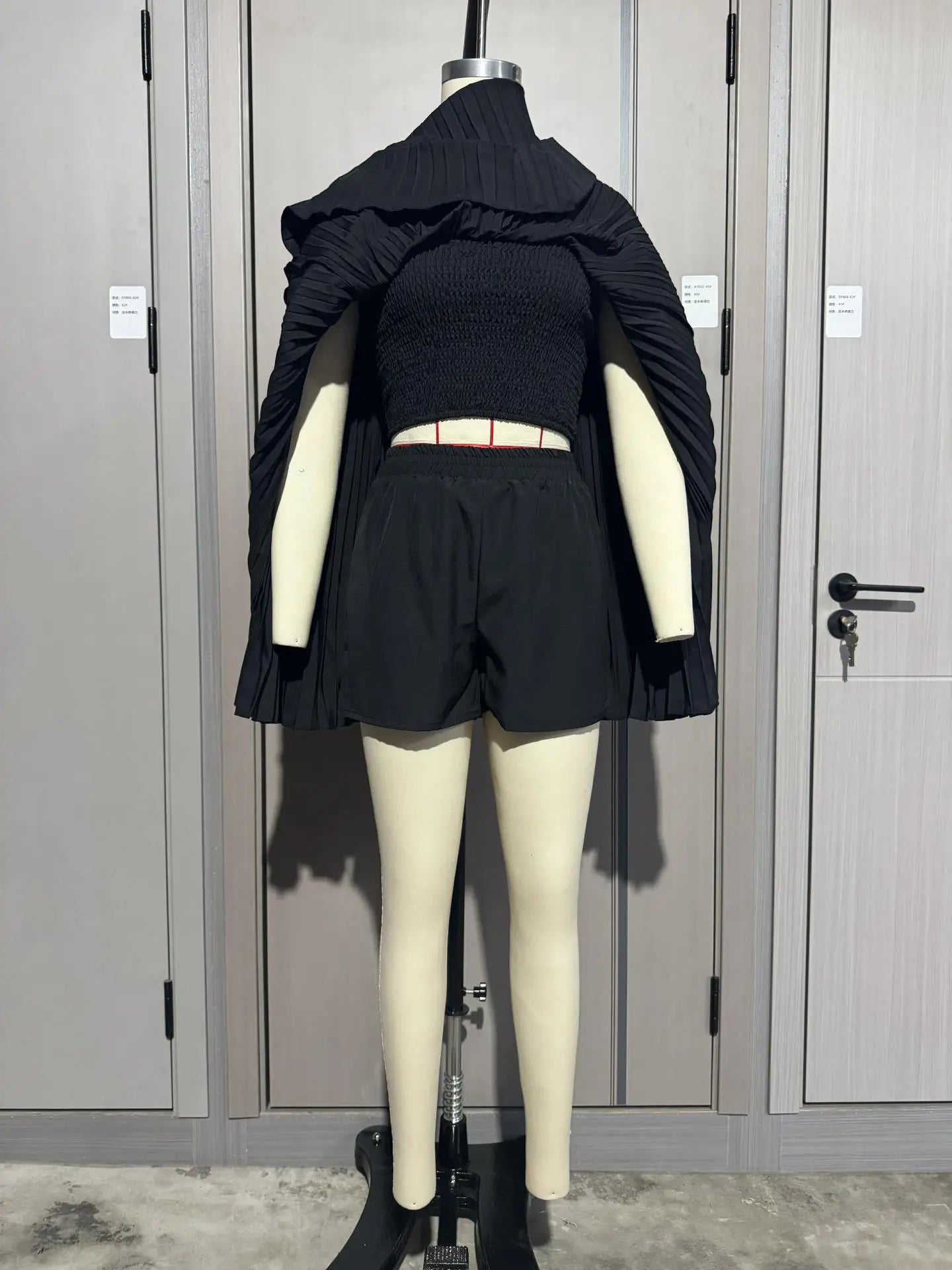 Glimmer Drape One Shoulder Shorts Set
