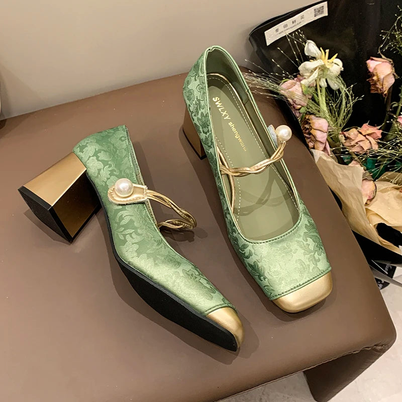 Elegant Charm Block Heel Pumps