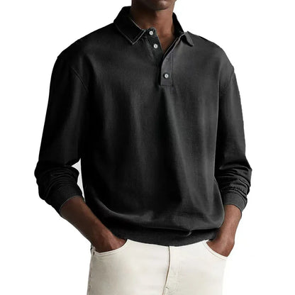 Men’s Long Sleeve Business Casual Cotton Polo