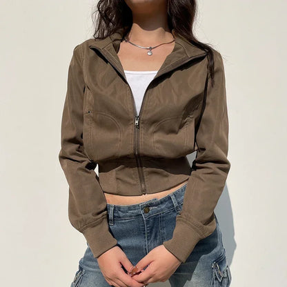 Retro Glow Turtleneck Crop Bomber