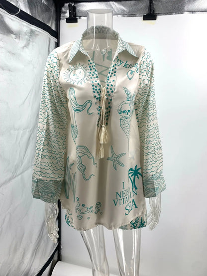Satin Aura Vacation Shorts Set