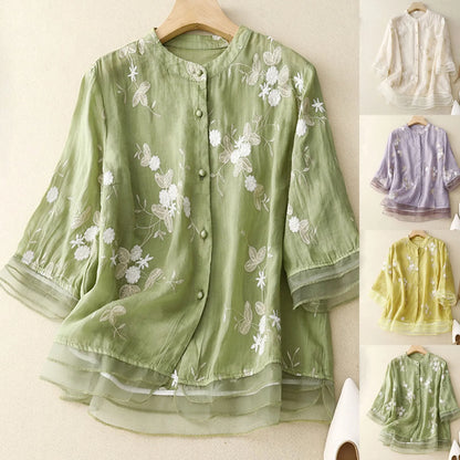 Vintage Bloom Embroidered Cotton Top