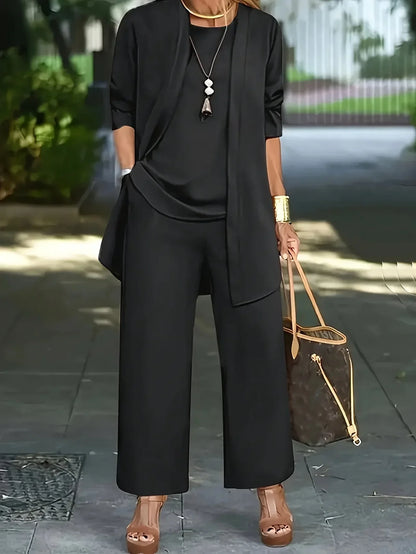 Women’s 3-Piece Casual Set — Cardigan, Tank & Pants